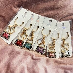 Chic Rhinestone Purse Keychain Bag Charm with Gold Accents